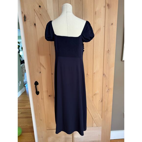 Boden | Navy Blue Cap Sleeve Fit-and-Flare Midi Dress | Size 10 Petite - Picture 6 of 14